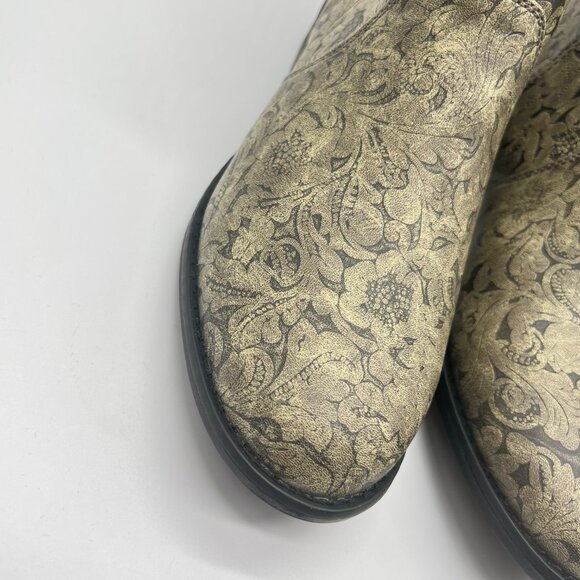Roxy Womens Size 7 Black And Tan Floral Faux Vegan Leather Ankle‎ Boots Shoes - Picture 4 of 15